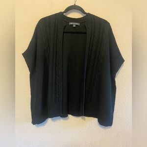Brooks Brothers Cotton Wool Cashmere Blend Cable Knit Poncho Cardigan OS Black